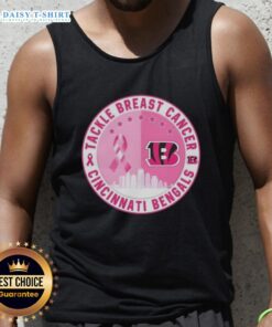 Official Tackle Breast Cancer Cincinnati Bengals Football Skyline Tank Top featuring a vibrant team logo and skyline design.