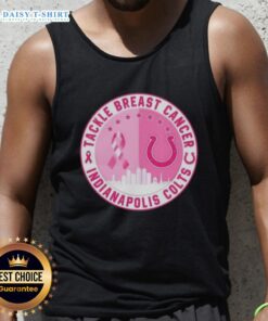 Official Tackle Breast Cancer Indianapolis Colts football skyline tank top featuring a vibrant cityscape design.