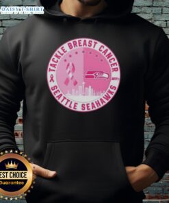 Seattle Seahawks Official Tackle Breast Cancer hoodie featuring a skyline design, perfect for fans and supporters.