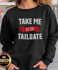 Alt Text: Official Take Me To The Tailgate Buffalo Bills Sweatshirt in blue, perfect for game days and tailgating events.