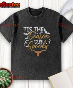 Alt Text: Official Texas Longhorns spooky season 2025 NCAA Halloween pumpkin washed t-shirt in burnt orange design.