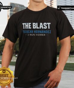 Official The Blast Teoscar Hernandez 3 Run Homer T-Shirt featuring vibrant graphics celebrating his iconic home run.