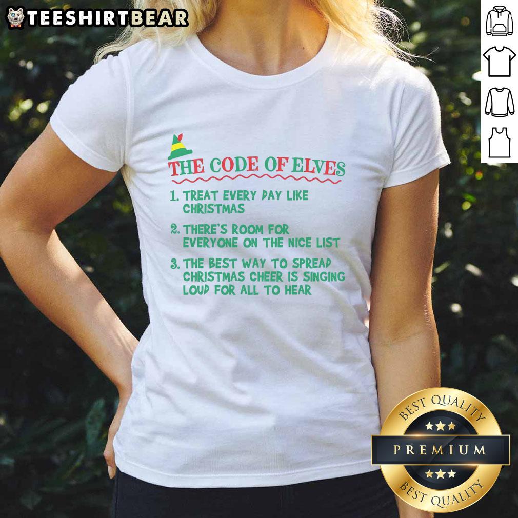 Official The Code Of Elves Ladies Tee Official The Code of Elves Ladies Tee featuring festive design, perfect for holiday celebrations and cozy winter wear.