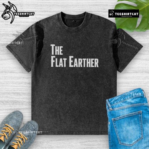 Official The Flat Earther Washed T-Shirt featuring a trendy design for flat earth enthusiasts and casual wear.