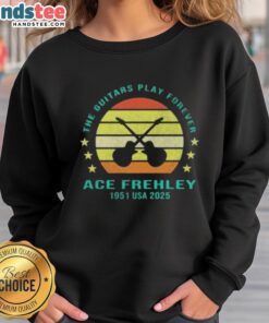 Official Ace Frehley 1951 USA 2025 Music Sweatshirt featuring guitar graphics for rock music fans.