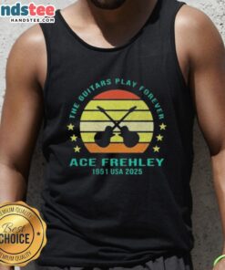 Official Ace Frehley Music Tank Top featuring 'The Guitars Play Forever' design, perfect for fans and collectors.