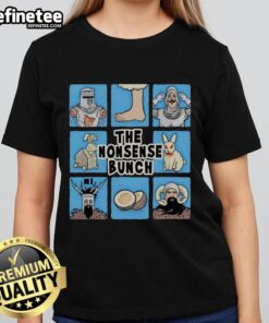 Official The Nonsense Bunch Monty Python and The Holy Grail X The Brady Bunch ladies tee featuring unique graphic design.
