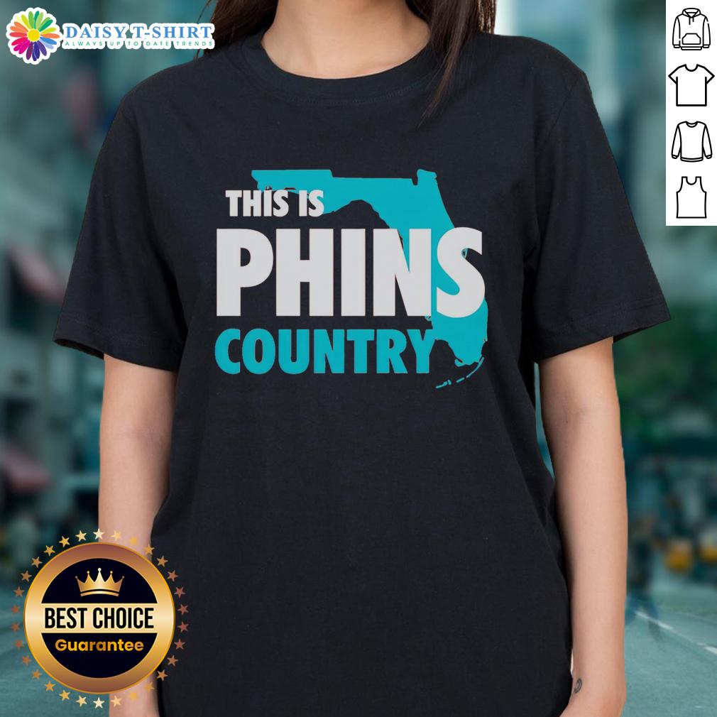 Official This Is Phins Country Ladies Tee Official This Is Phins Country ladies tee featuring vibrant team colors and logo, perfect for female fans of the Miami Dolphins.