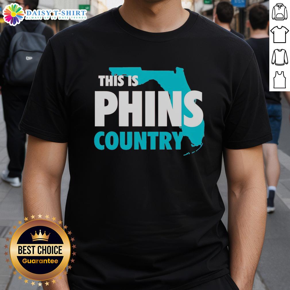Official This Is Phins Country T Shirt Official This Is Phins Country T-Shirt featuring vibrant team colors and logo, perfect for Miami Dolphins fans.