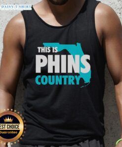 Official 'This Is Phins Country' tank top featuring a vibrant design, perfect for Miami Dolphins fans and summer wear.