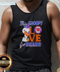 Alt Text: Official Snoopy Love Her Chicago Bears Tank Top featuring a playful Snoopy graphic and vibrant team colors.