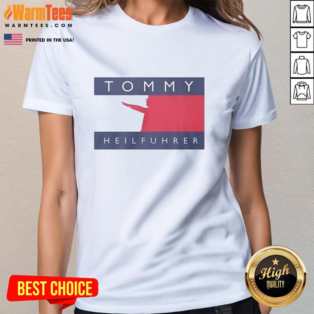 official-tommy-heilfuhrer-logo-parody-ladies-tee Official Tommy Heilfuhrer Logo Parody Ladies Tee in vibrant colors, featuring a playful graphic design for stylish women.