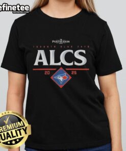 Official Toronto Blue Jays ALCS 2025 Ladies Tee featuring team logo and championship series design for fans.