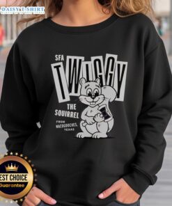 Official Twiggy the Campus Squirrel Sweatshirt featuring a playful squirrel design, perfect for college students.