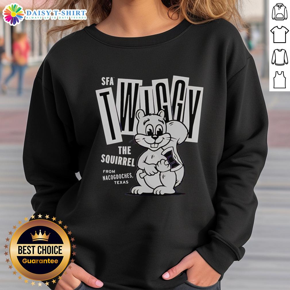 Official Twiggy The Campus Squirrel Sweatshirt Official Twiggy the Campus Squirrel Sweatshirt featuring a playful squirrel design, perfect for college students.