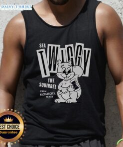 Official Twiggy the Campus Squirrel tank top featuring a playful squirrel graphic, perfect for college apparel.