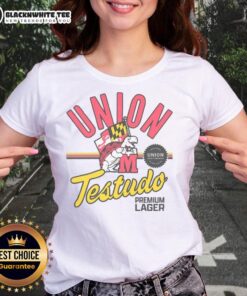 Official Union Craft Brewing Maryland Terrapins Testudo Premium Lager ladies tee showcasing team spirit and style.