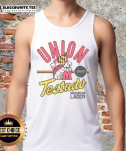 Official Union Craft Brewing Maryland Terrapins Testudo Premium Lager tank top featuring vibrant team colors and logo.