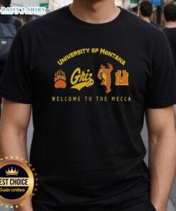 Alt Text: Official University of Montana Welcome To The Mecca T-Shirt featuring a vibrant design and school colors for alumni and students.