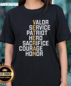 Official Valor Service Ladies Tee showcasing patriotism, heroism, and honor with a tribute to sacrifice and courage.