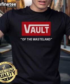 Alt Text: Official Vault Of The Wasteland T-Shirt featuring a retro design and vibrant colors, perfect for fans of the game.