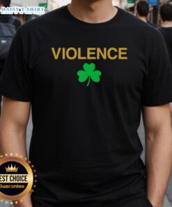Official Violence Shamrock Notre Dame Fighting Irish T-Shirt featuring a bold shamrock design and team colors.