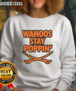 Funny football sweatshirt featuring 'Official Wahoos Stay Poppin' design, perfect for game day and casual wear.