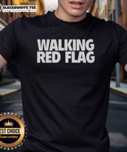 Official Walking Red Flag T-Shirt featuring bold graphic design, perfect for casual wear and expressing personality.