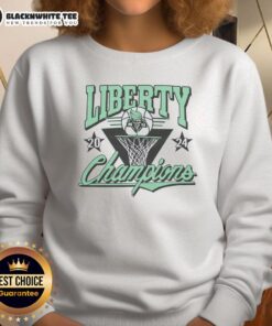 2024 WNBA Champions New York Liberty sweatshirt featuring team colors and logo, perfect for fans.
