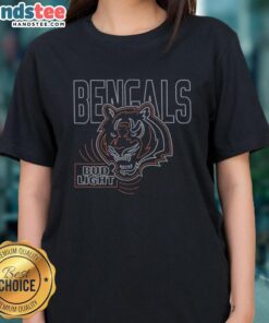 Original Bud Light Cincinnati Bengals Ladies Tee featuring vibrant team colors and logo, perfect for game day style.