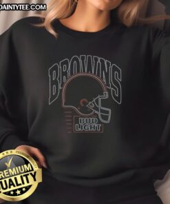 Original Bud Light Cleveland Browns sweatshirt featuring team colors and logo, perfect for game day apparel.