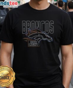 Alt Text: Vintage Original Bud Light Denver Broncos T-Shirt featuring team logo and vibrant colors, perfect for fans.