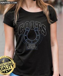 Original Bud Light Indianapolis Colts ladies tee in blue, featuring team logo and stylish design for female fans.