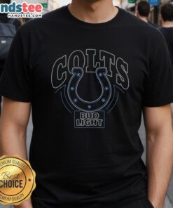 Original Bud Light Indianapolis Colts T-Shirt featuring team logo and vibrant blue design, perfect for fans.