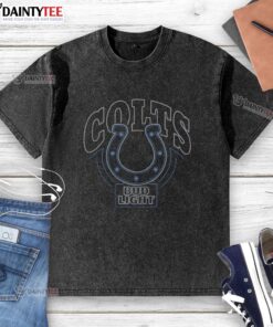 Original Bud Light Indianapolis Colts washed t-shirt featuring a vintage design and team logo for die-hard fans.