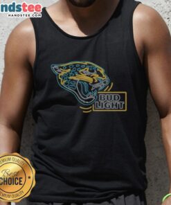 Original Bud Light Jacksonville Jaguars tank top featuring team colors and logo, perfect for game day attire.