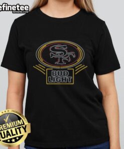 Original Bud Light San Francisco 49ers ladies tee featuring team logo, perfect for game day and casual wear.