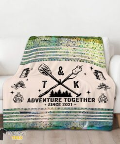 Original Camping Couple Adventure Together Since Blanket Fleece Customized Blanket - Image 3