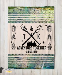 Original Camping Couple Adventure Together Since Blanket Fleece Customized Blanket
