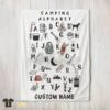 Original Camping Equipment Camping Alphabet Blanket Fleece Customized Blanket