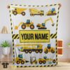 Original Cartoon Construction Trucks With Friends Blanket Fleece Customized Blanket