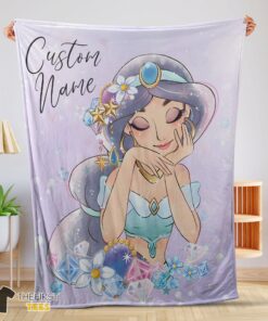 Original Cartoon Disney Aladdin Jasmine Princess Blanket Fleece Customized Blanket