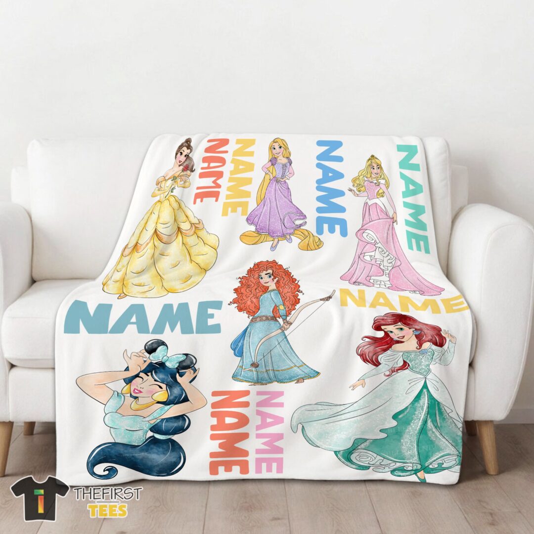 original-cartoon-disney-princess-blanket-fleece-customized-blanket-mk-01 Original Cartoon Disney Princess Blanket Fleece Customized Blanket - Image 3