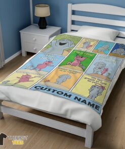 Original Cartoon Elephant & Piggie Blanket Fleece Customized Blanket - Image 3