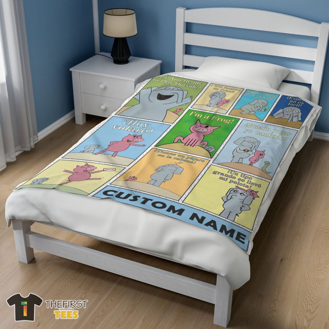 original-cartoon-elephant-piggie-blanket-fleece-customized-blanket-mk-02 Original Cartoon Elephant & Piggie Blanket Fleece Customized Blanket - Image 3
