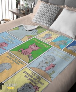 Original Cartoon Elephant & Piggie Blanket Fleece Customized Blanket - Image 4