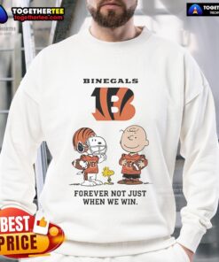 Original Cincinnati Bengals Charlie Brown Snoopy sweatshirt featuring 'Bengals Forever, Not Just When We Win' design.
