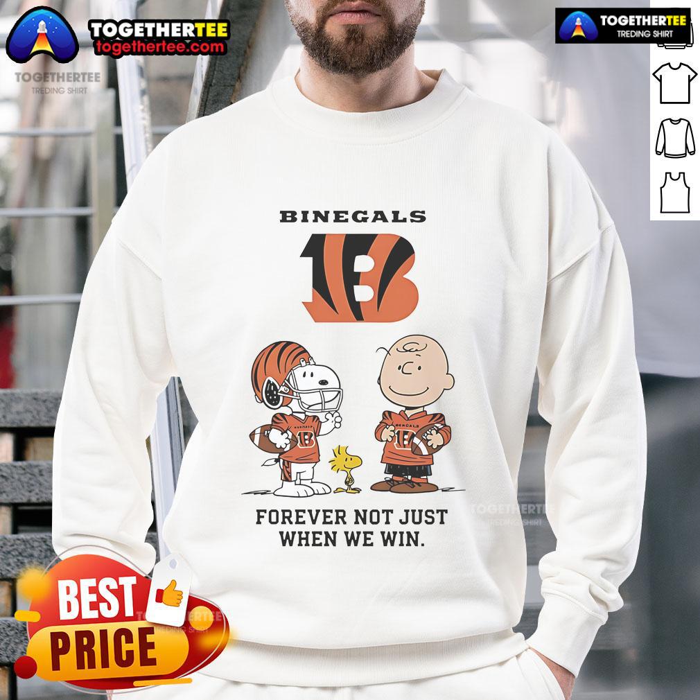 Original Cincinnati Bengals Charlie Brown Snoopy Bengals Forever Not Just When We Win Sweatshirt Original Cincinnati Bengals Charlie Brown Snoopy sweatshirt featuring 'Bengals Forever, Not Just When We Win' design.