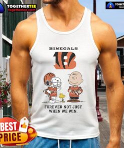 Original Cincinnati Bengals Charlie Brown Snoopy tank top: 'Bengals Forever, Not Just When We Win' design in vibrant colors.
