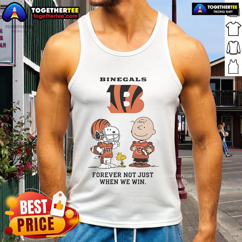 Original Cincinnati Bengals Charlie Brown Snoopy Bengals Forever Not Just When We Win Tank Top Original Cincinnati Bengals Charlie Brown Snoopy tank top: 'Bengals Forever, Not Just When We Win' design in vibrant colors.